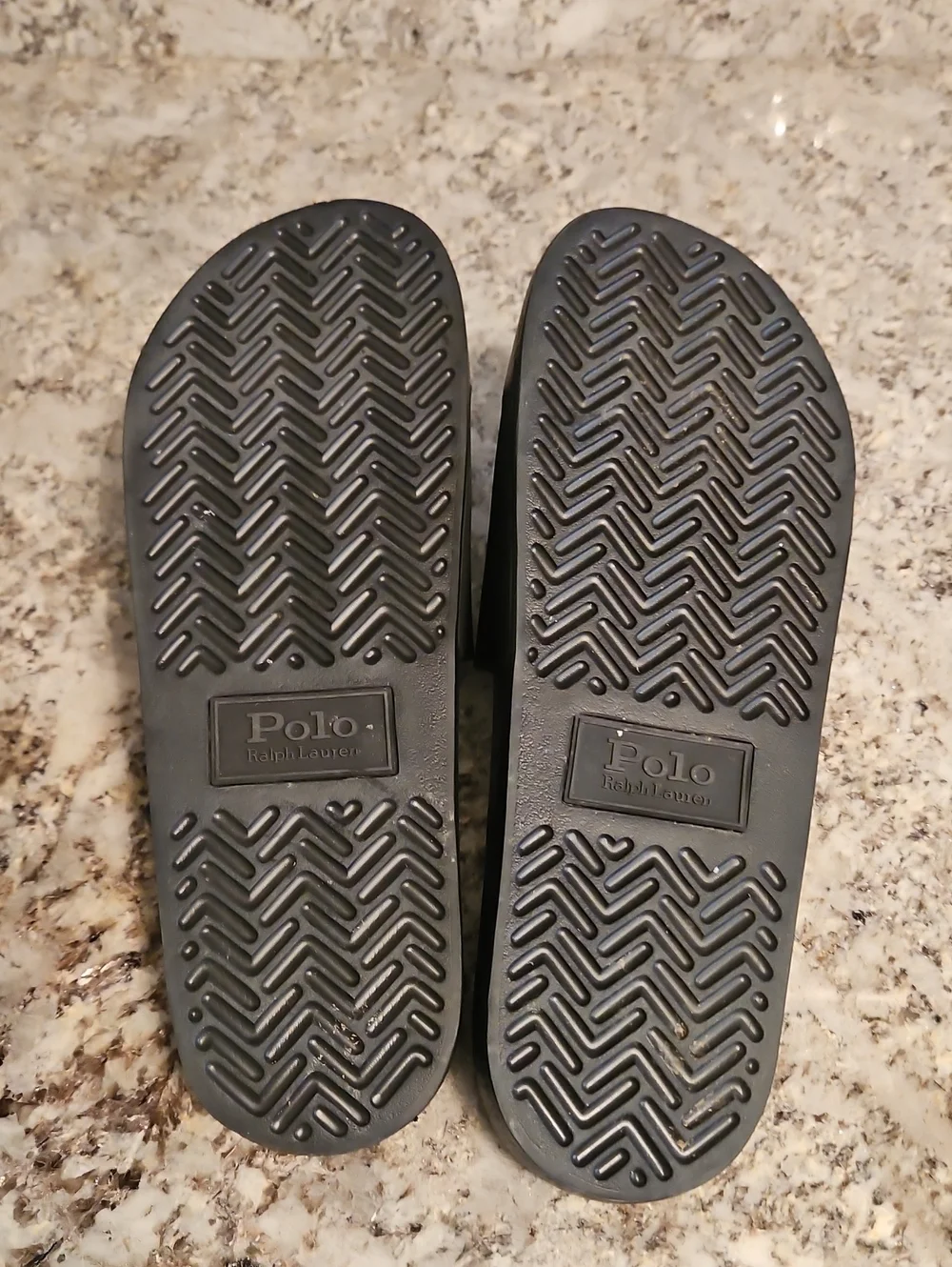 Polo by Ralph Lauren Black Slides with Gold Polo Emblem